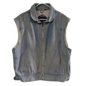 Andy Johns Men's Denim Jean Vest Vintage 1990s, Size Large